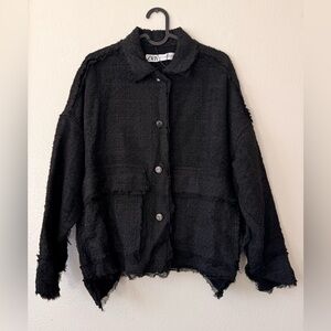 Zara Black Textured Blazer